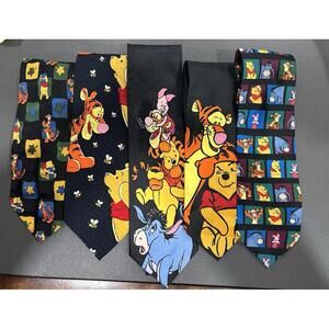 Lot Of 5 Vintage Disney Winnie The Pooh & Friends Ties Neckties Tigger Eeyore L9